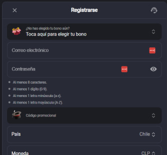 1RedBet proceso de registro